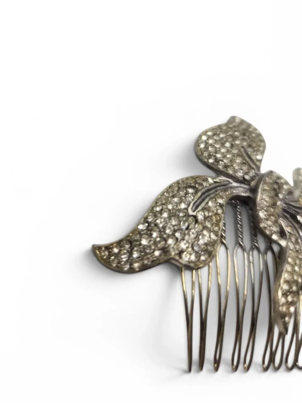 Vintage Rhinestone Bow Silver Bridal Special Occasion Hair Comb